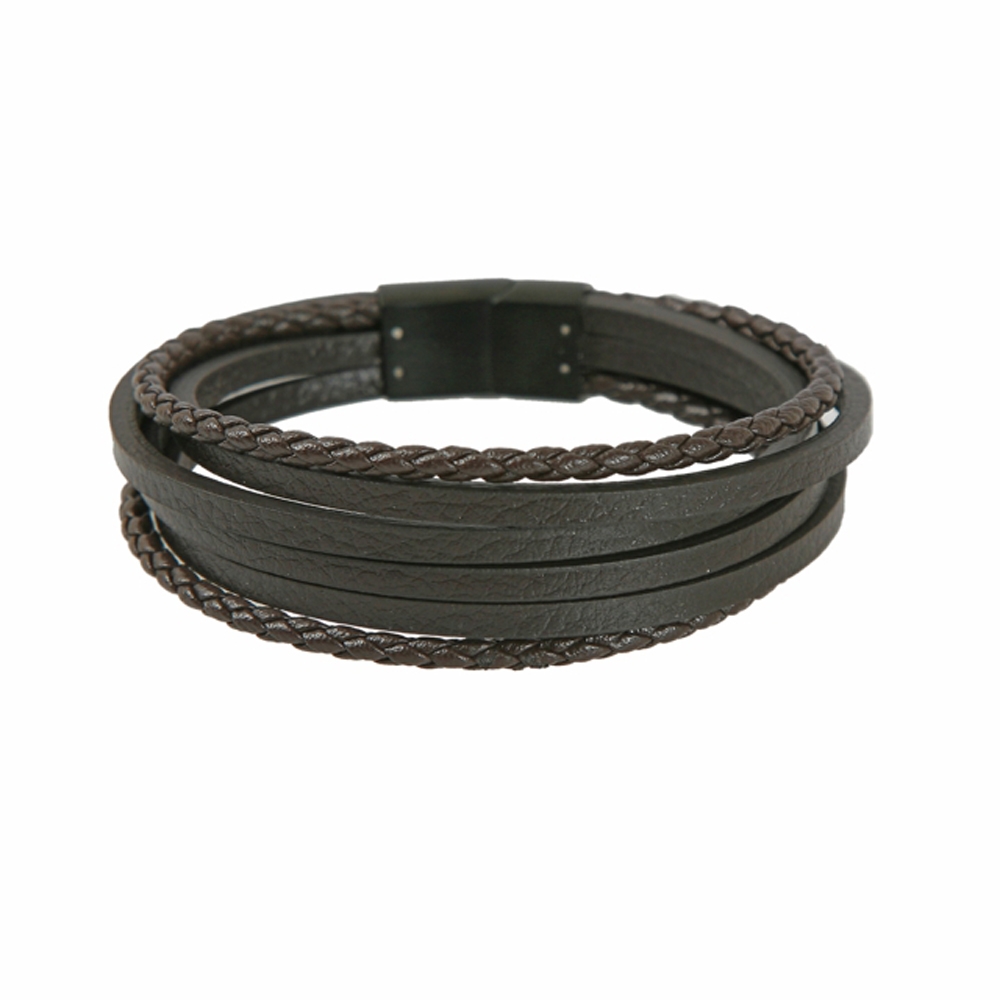 Dark Brown Leather Multi Cord Bracelet - Buttigo
