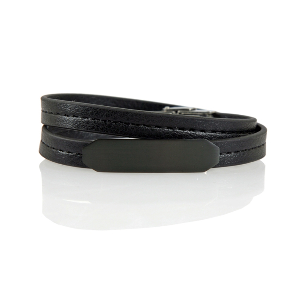 Black Nazilli Leather Bracelet - Buttigo