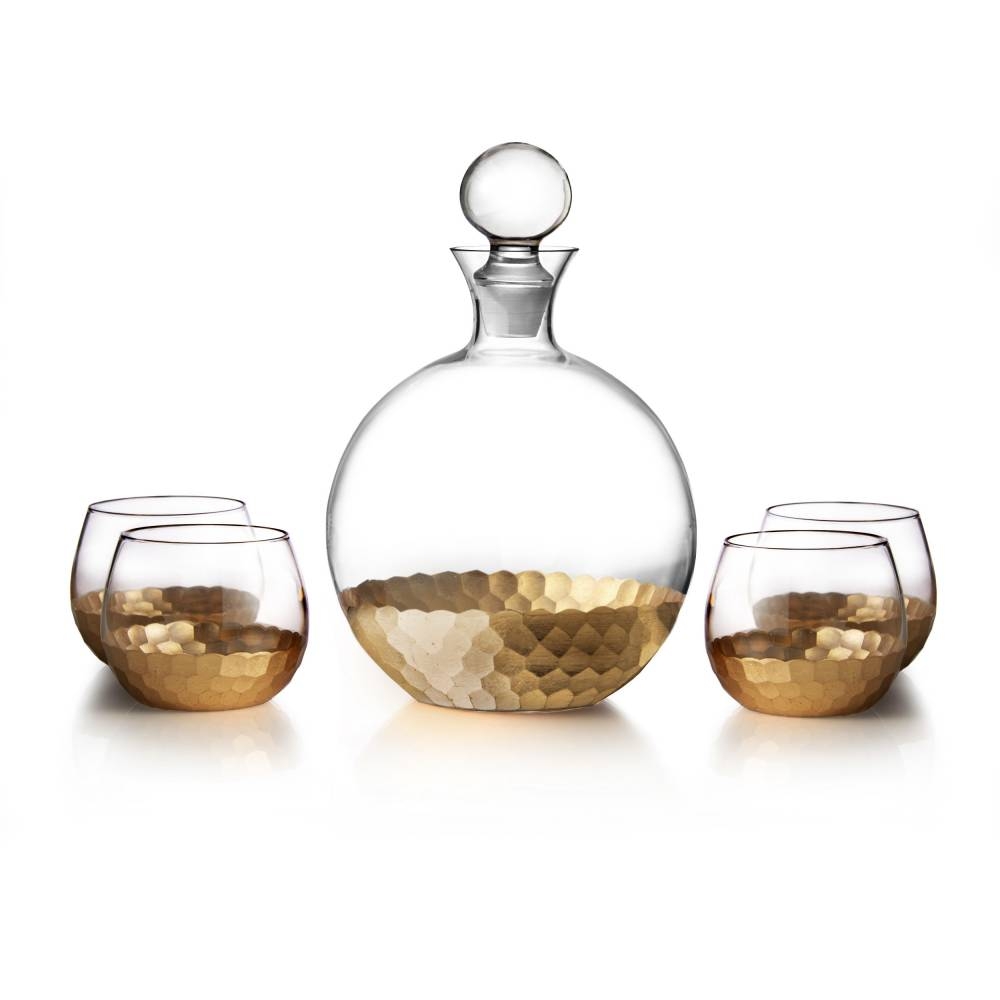 Daphne Gold 5 Piece Decanter Set | Jay Companies
