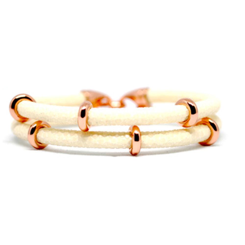 Double Stingray Bracelet | White & Rose Gold | Double Bone
