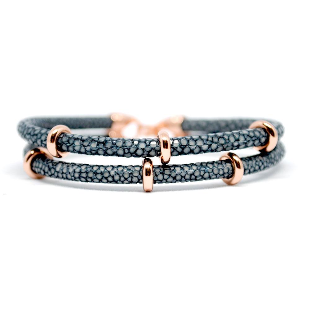 Double Stingray Bracelet | Gray & Rose Gold | Double Bone
