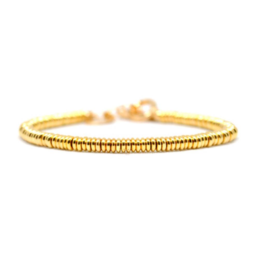 Single Beaded Bracelet | Yellow Gold Beads | Double Bone