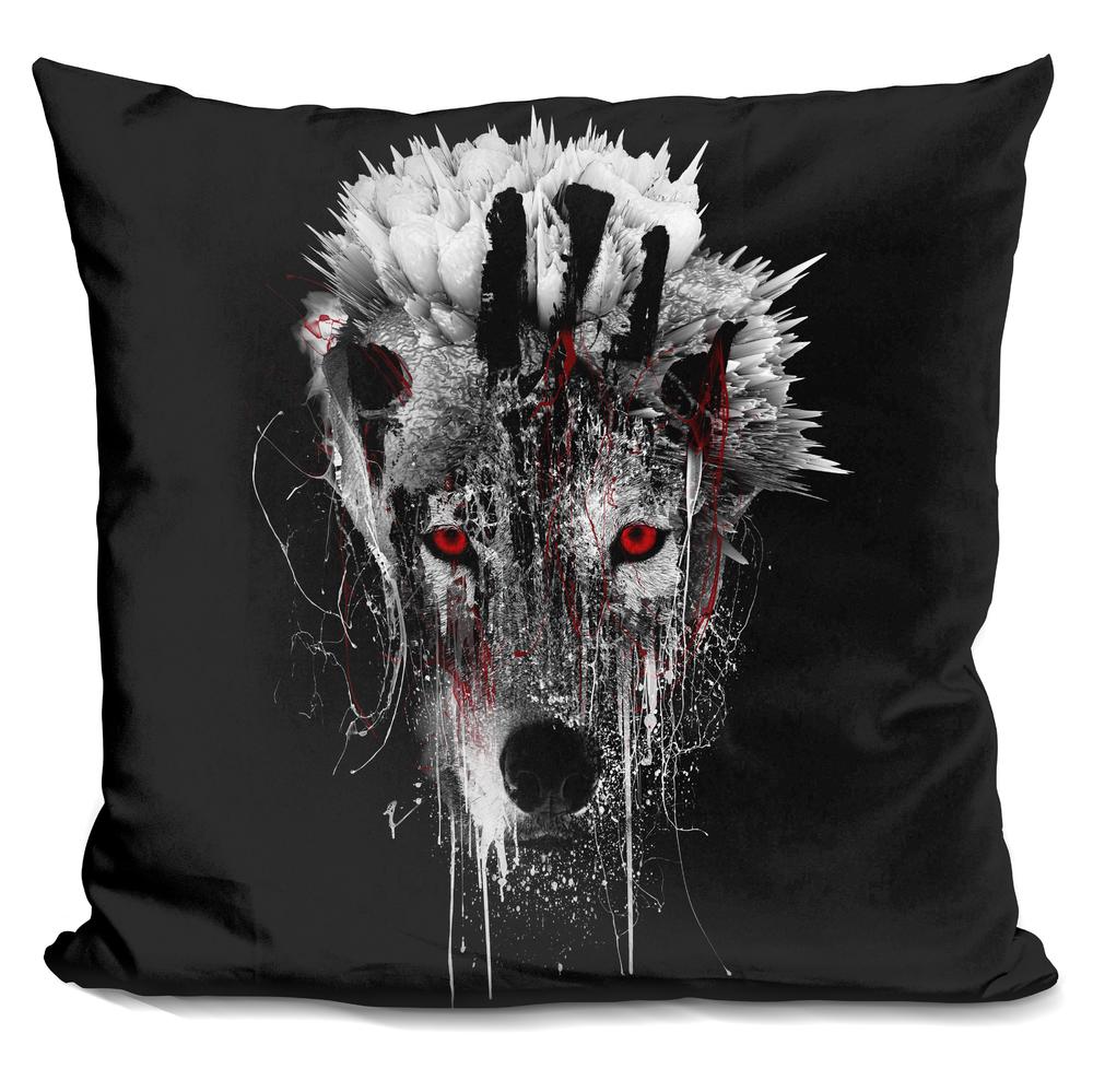 Riza Peker WOLF - RED EYE Throw Pillow